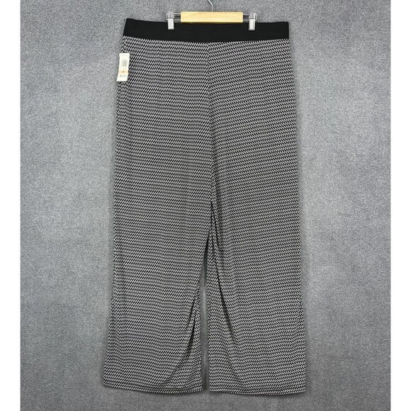 Alfani Pants Womens 2X Plus Black White Chain Print Wide Leg Pull On Made in USA - Picture 12 of 16